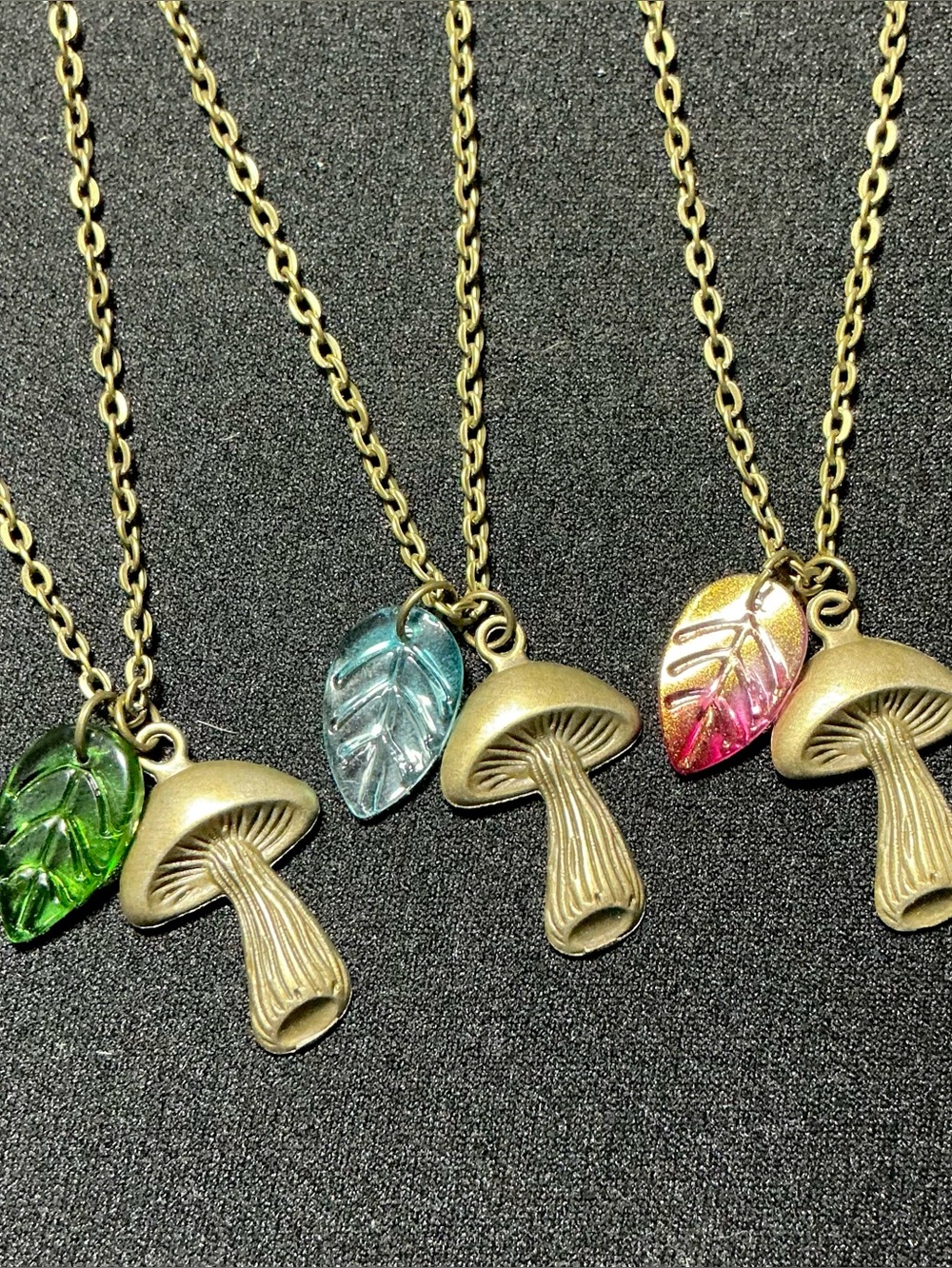 Fairycore Mushroom Leaf Charm Necklace Fantasy Mushroomcore Fairy Mushroom